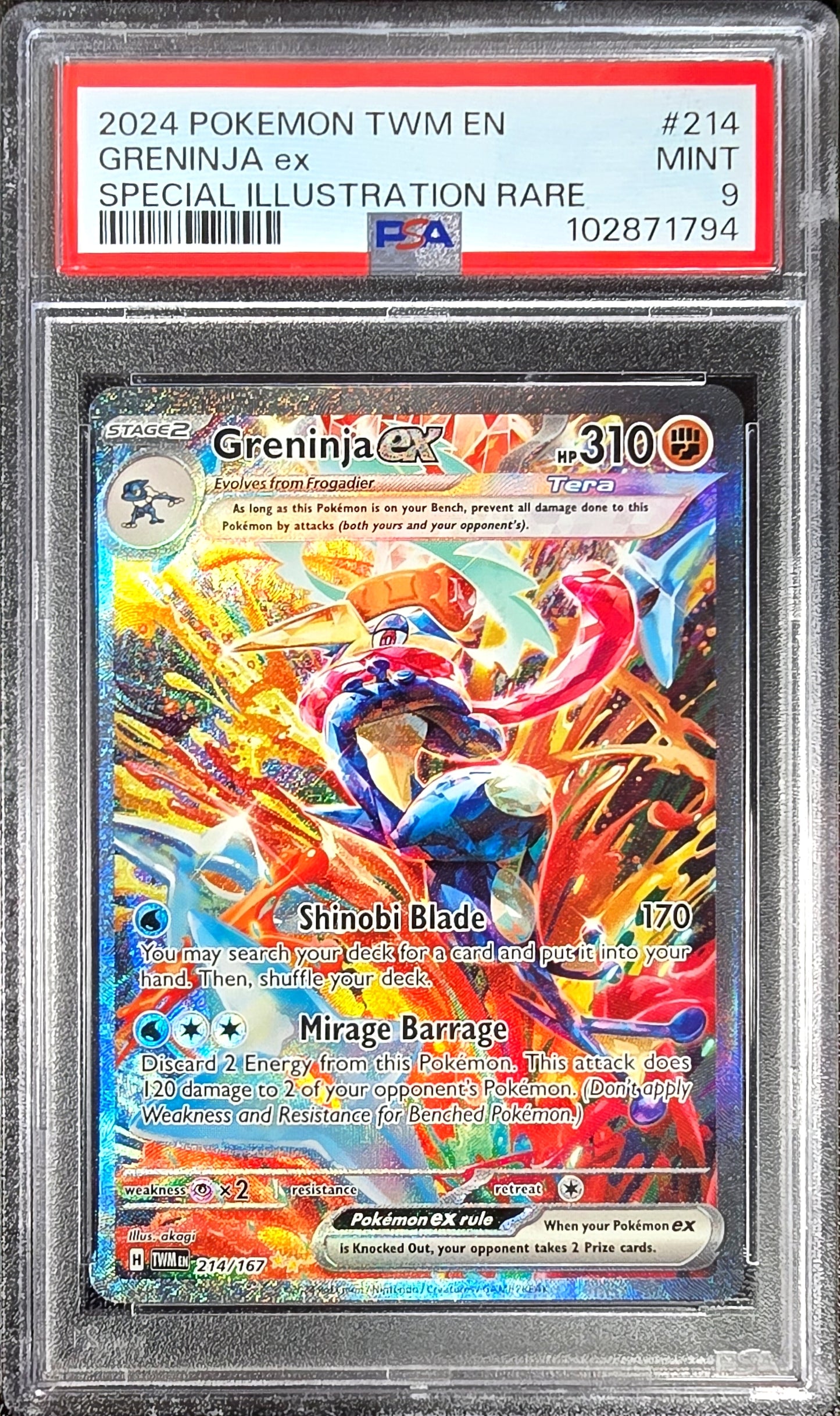 Greninja ex Twilight Masquerade 214/167 MINT PSA 9