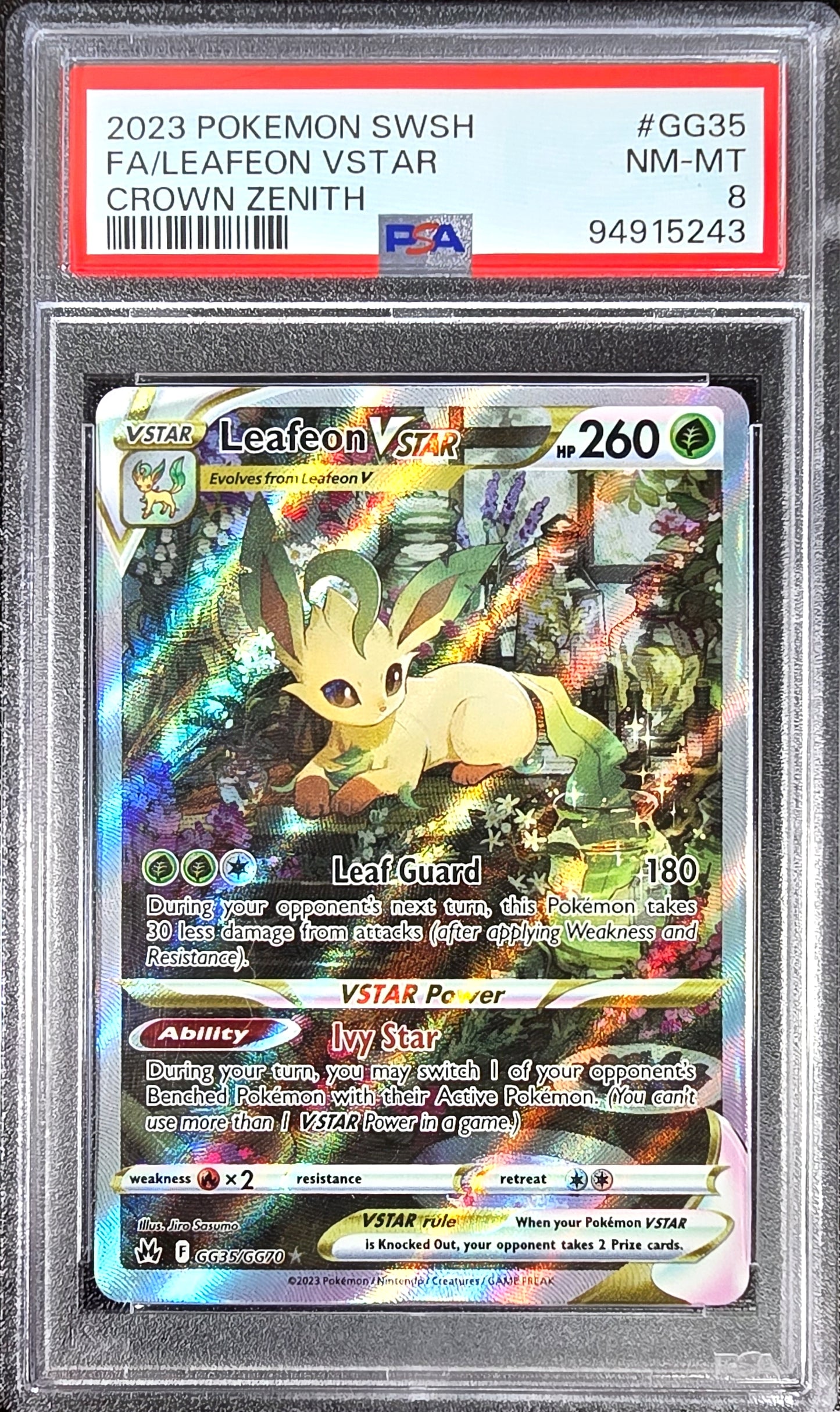 Leafeon VSTAR Crown Zenith GG35/GG70 NM-MT PSA 8
