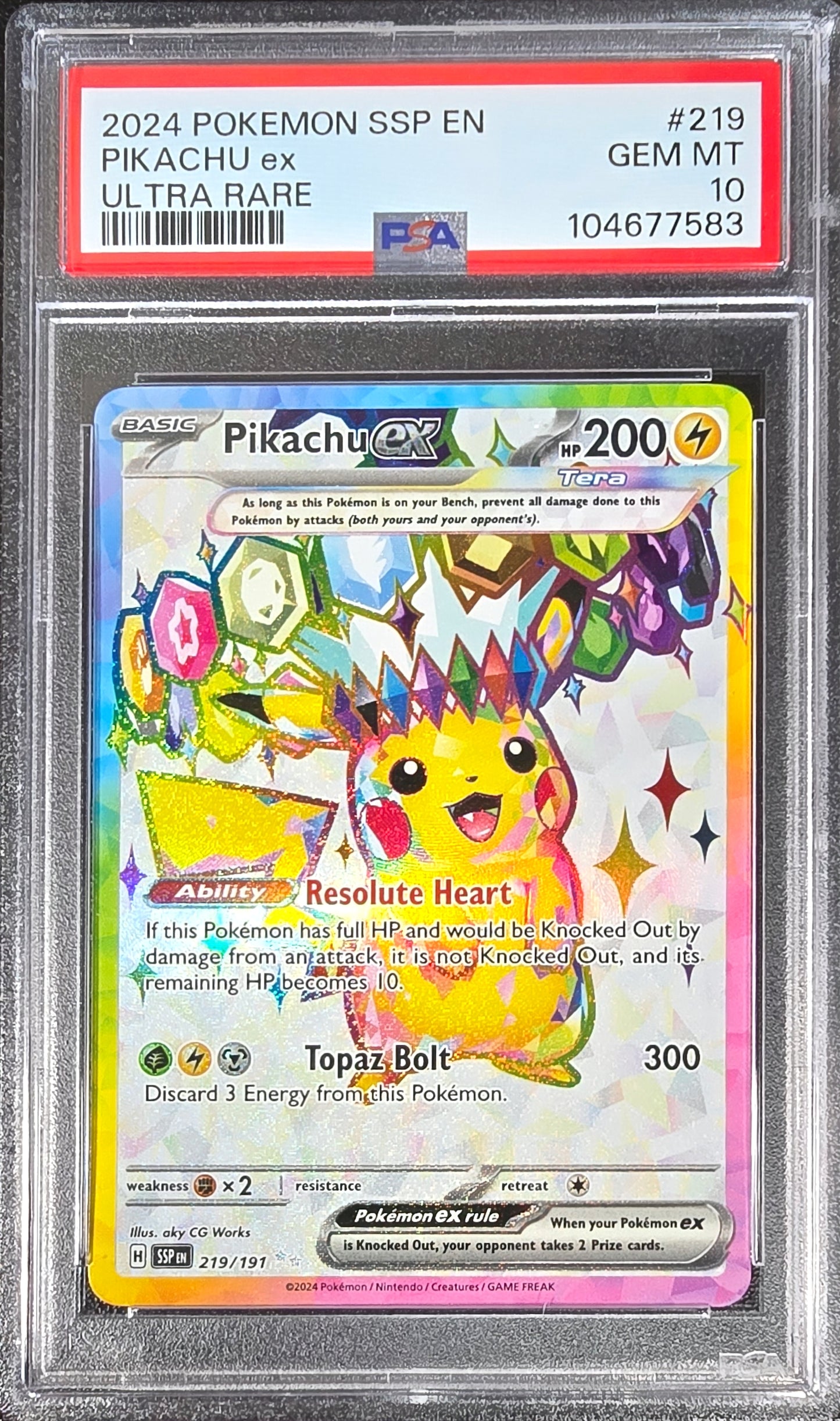 Pikachu ex Surging Sparks 219/191 GEM MT PSA 10
