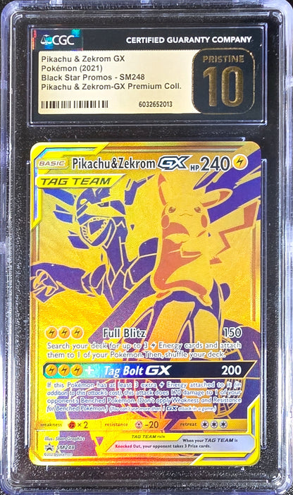 Pikachu & Zekrom GX Black Star PROMO SM248 Pristine CGC 10